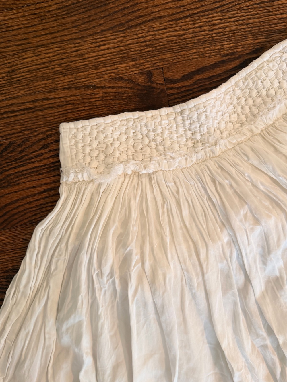 Topshop White Smocked Waist Circle Skirt